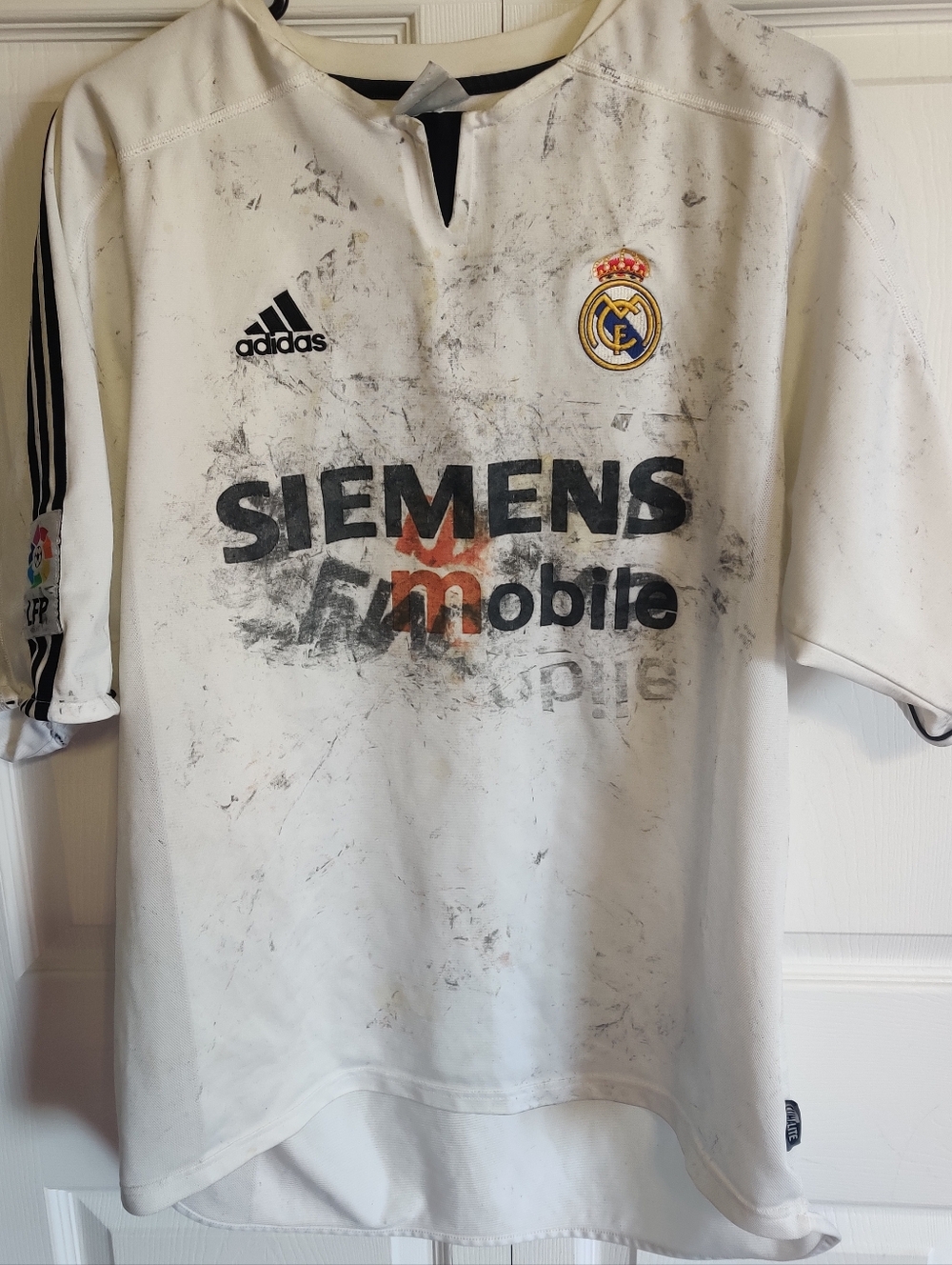 Siemens Mobile Beckham 23 Soccer Adidas Jersey Shirt Real Madrid Mens L White